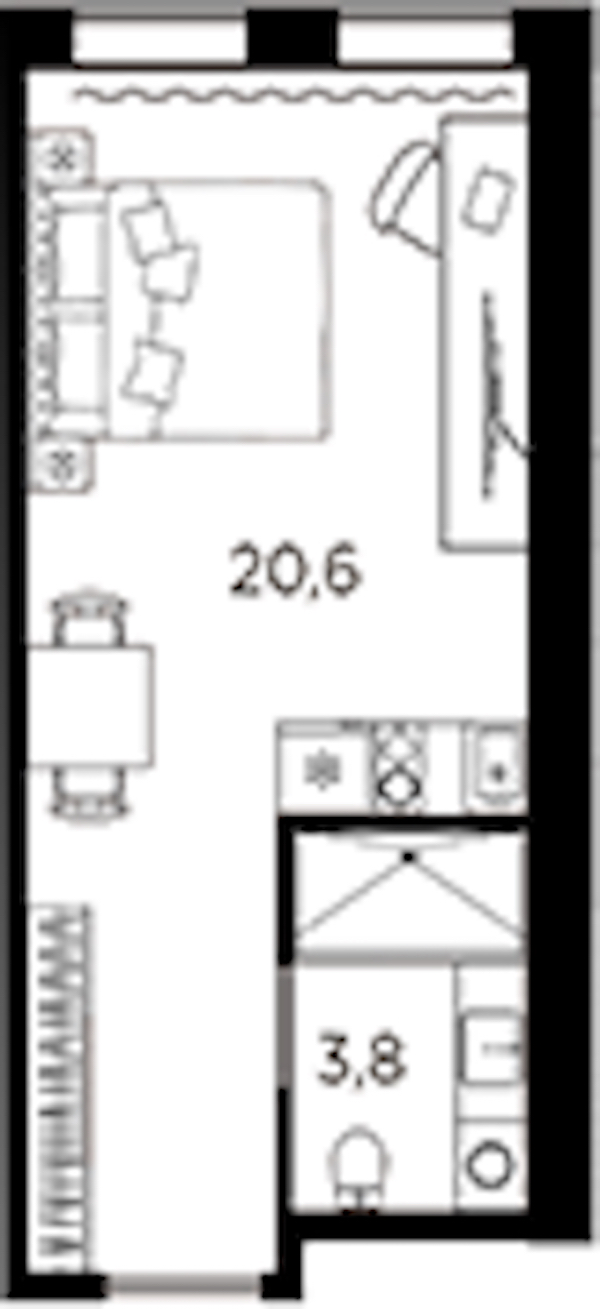 Квартира студия 24.4 м², 12/13 эт., ЖК «AVENIR Industrial»